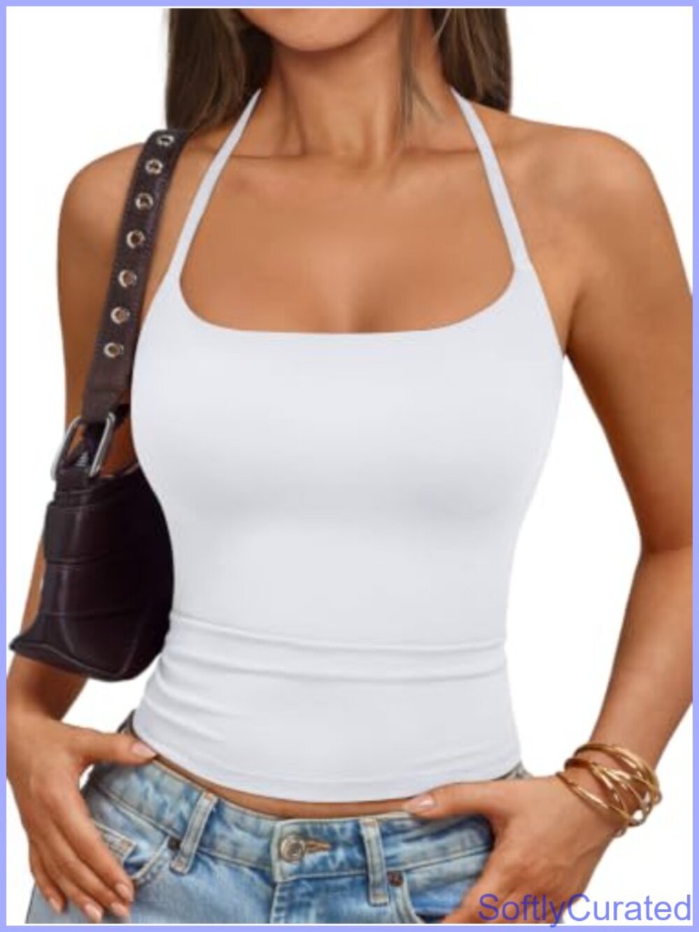 Double Lined Self Tie Halter Top Open Back Sleeveless Summer Y2K